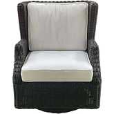 Terrace Outdoor Accent Swivel Rocker Chair in Resin Wicker & White Fabric